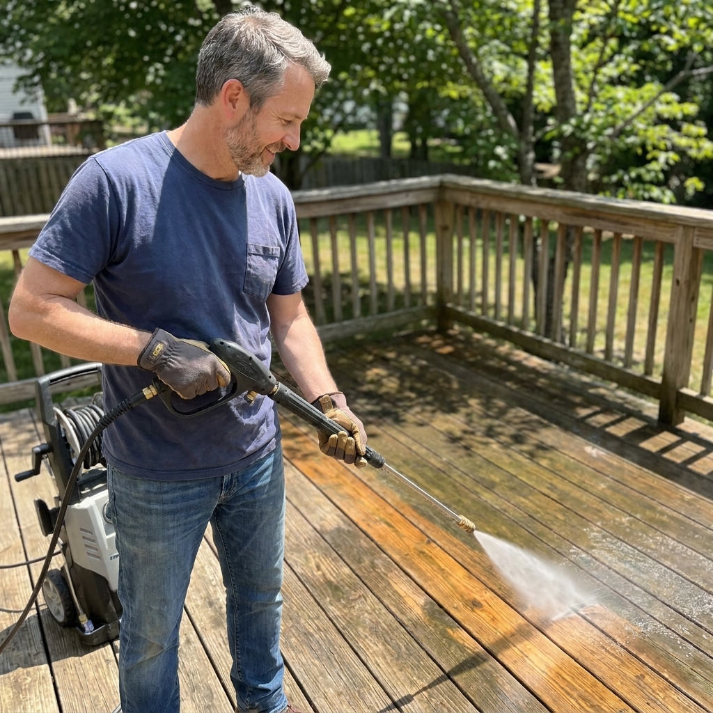 Power Wash and Restore a Wooden Deck
